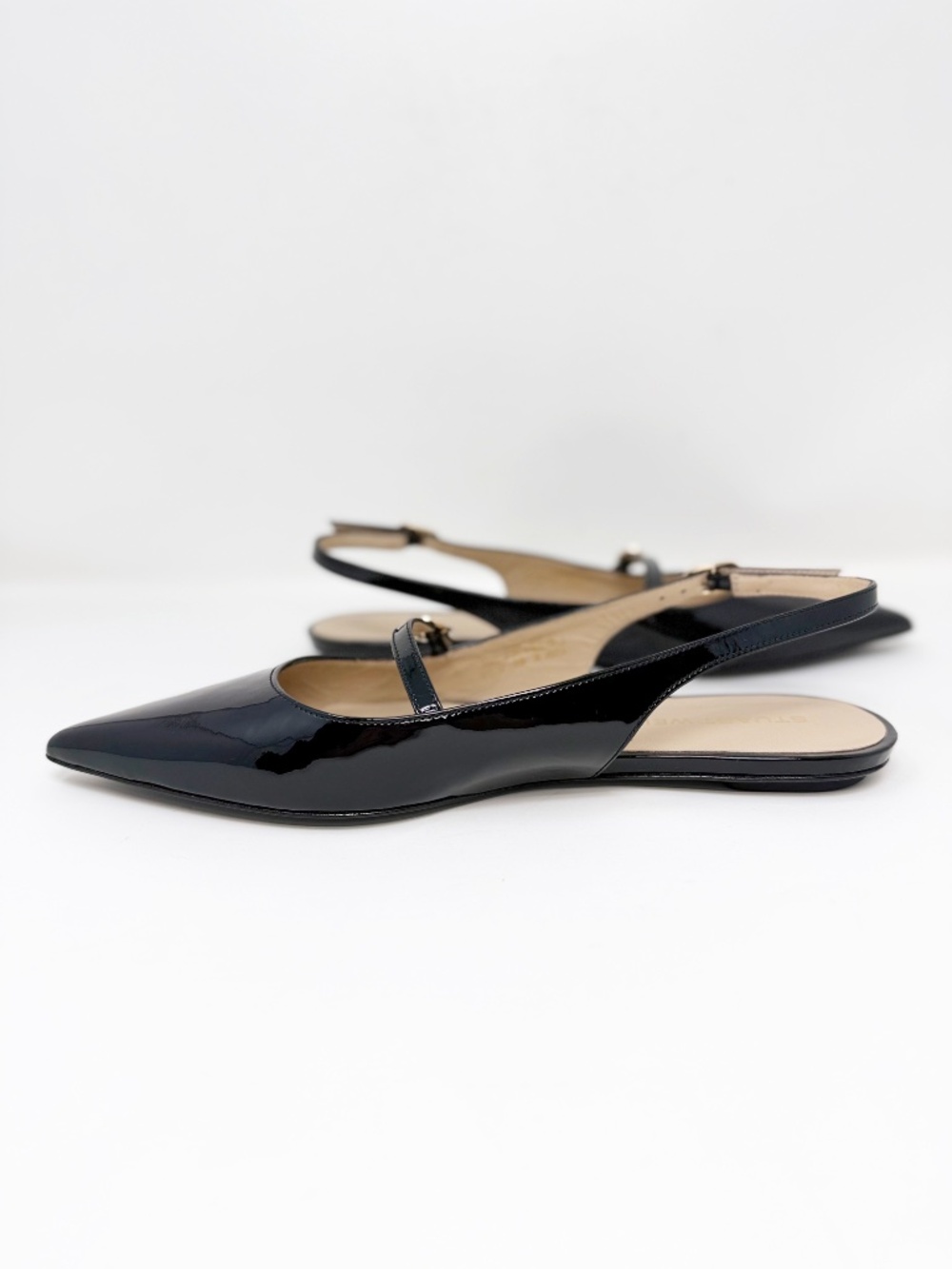 New Stuart Weitzman Emilia Mary Jane Slingback Flat Black Sz 7.5 - Picture 10 of 14